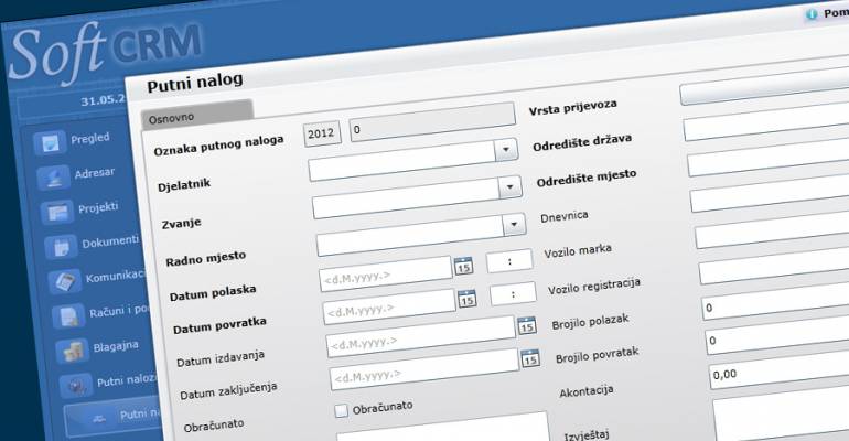 Vođenje putnog nalog kroz online softCRM aplikaciju