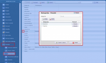 Dodavanje kategorija u softCRM aplikaciji