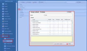Grupe ovlasti u softCRM aplikaciji