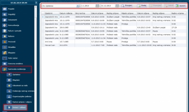 Evidencija dolazaka i odlazaka u softCRM aplikaciji