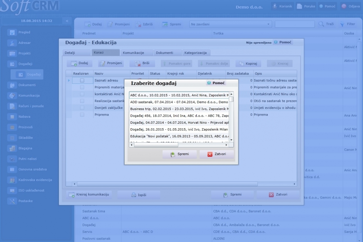 Kopiranje koraka u softCRM aplikaciji