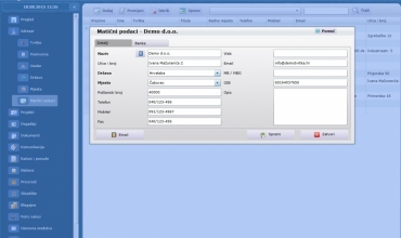 Matični podaci poduzeća koje koristi aplikacija softCRM
