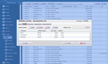 Stavke primke u programu za vođenje skladišta