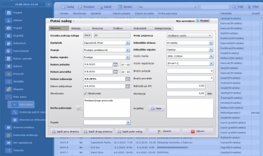 Detalji putnog naloga kod izrade u programu