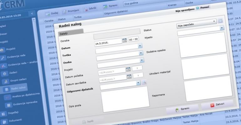 Vođenje radnih naloga u online softCRM programu
